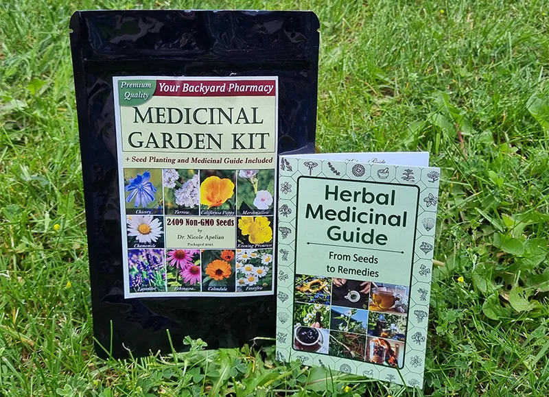 Medicinal Garden Kit seed packets and herbal guide