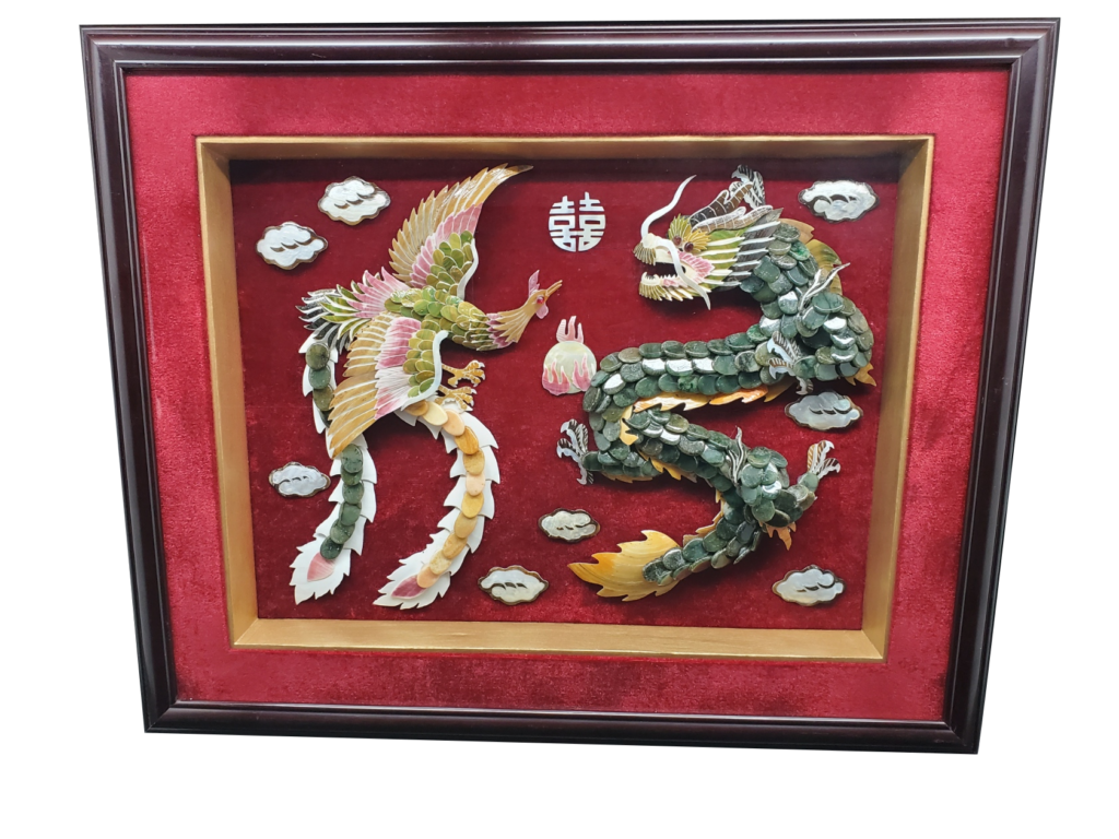 Dragon with Phoenix in Burmese Jadeite Trans